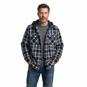 Legendary Outfitters Jacket Mens L Flannel Shacket Shirt Plaid Cotton Hoodie